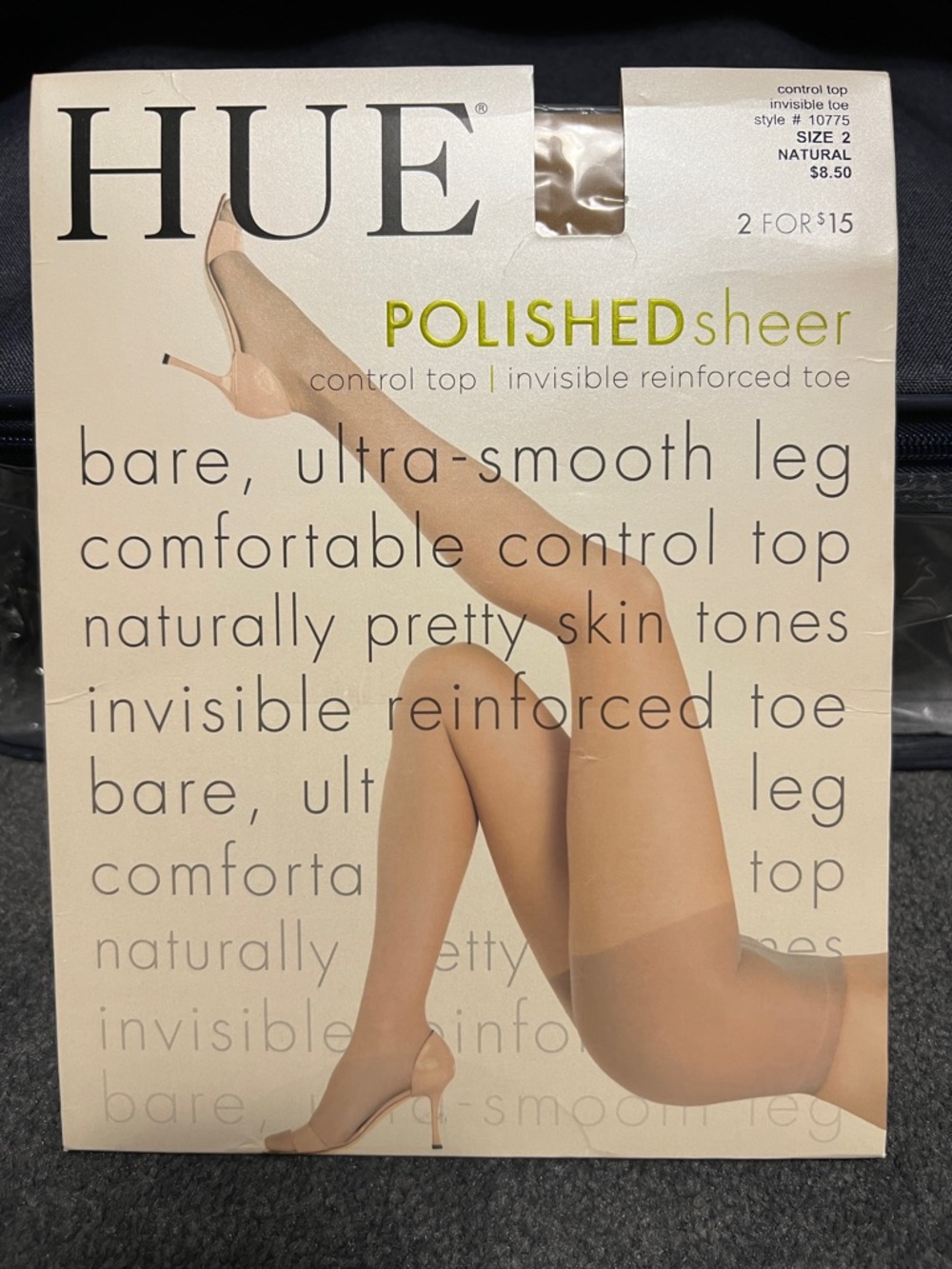 HUE Polished Sheer Pantyhose - Natural Beige - Size 2